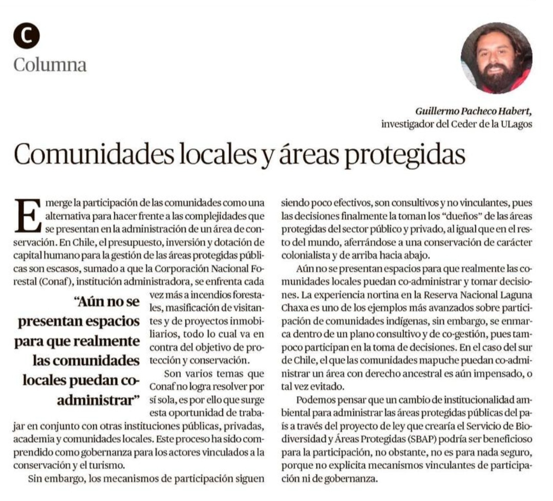 Columna: Guillermo Pacheco «comunidades locales y áreas protegidas»