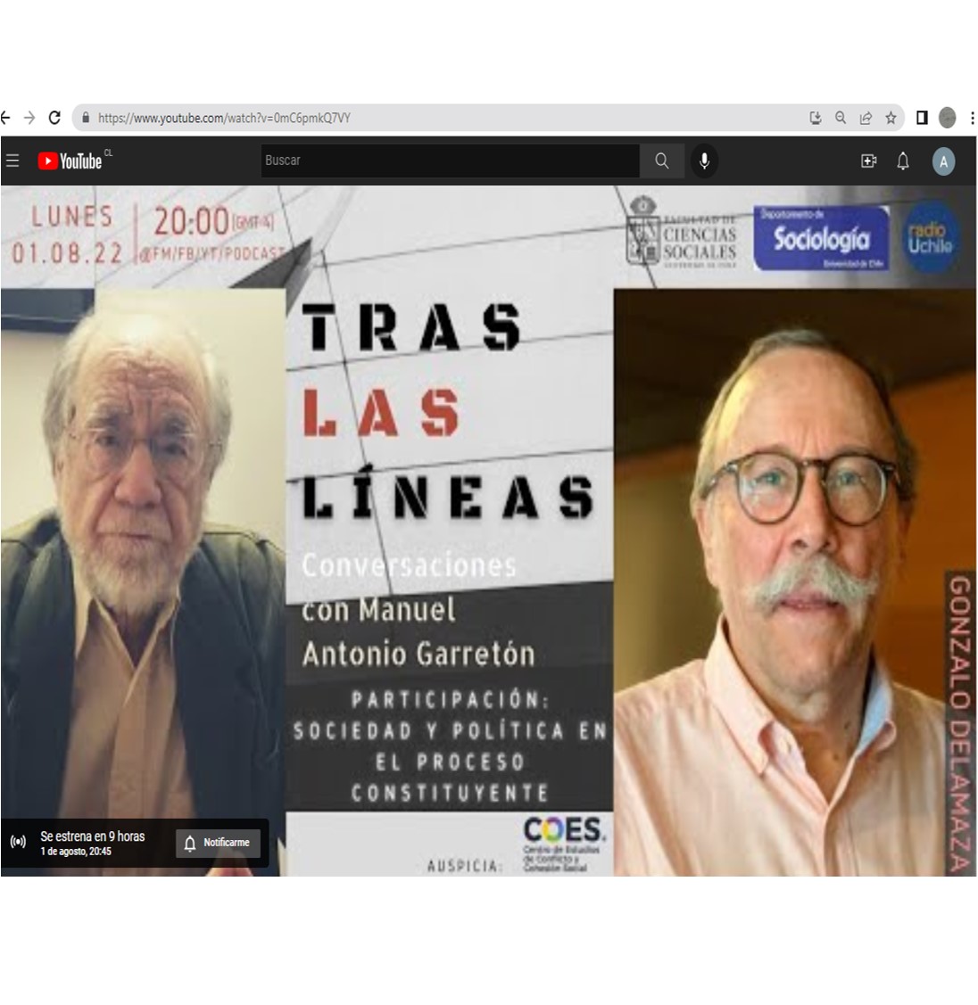 Invitación Conversatorio | HOY | 20h00 | Invitado: Dr. Gonzalo Delamaza