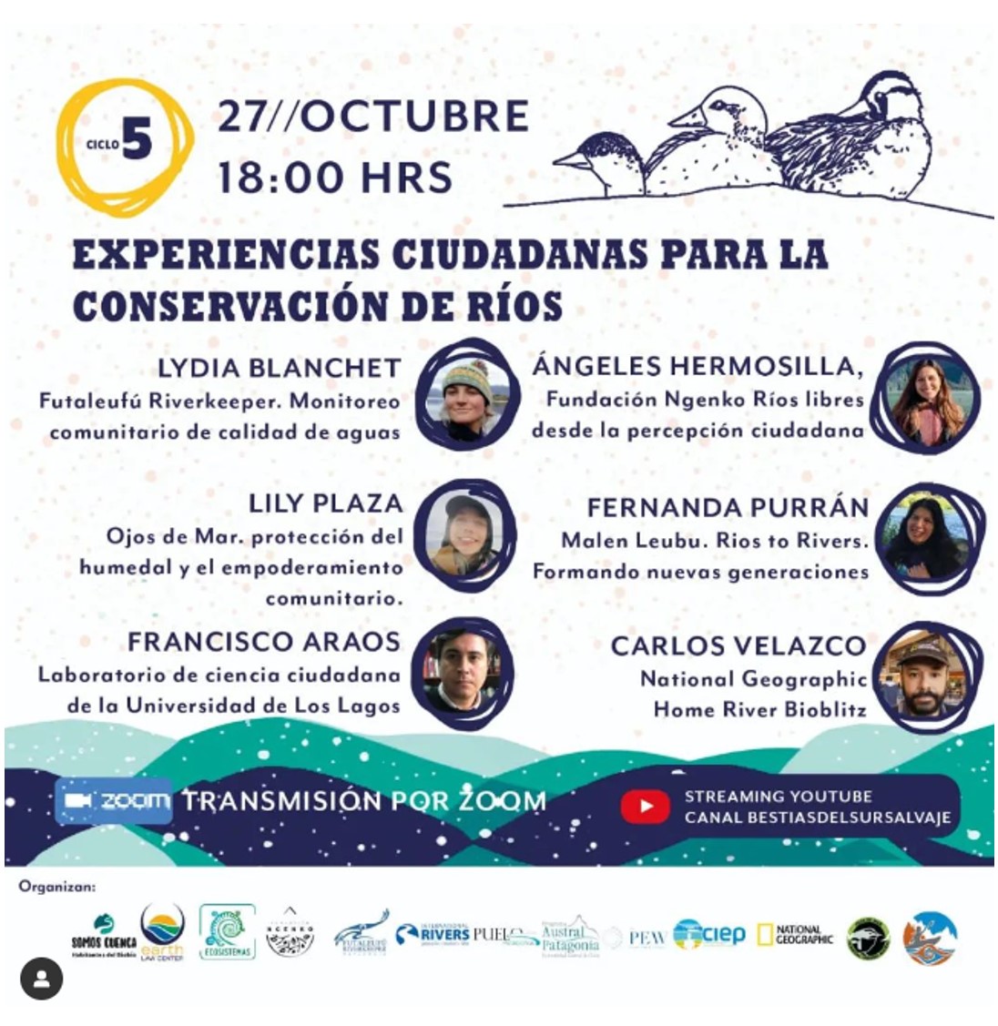 Invitación | HOY | 18h00 | «Experiencias ciudadanas para la conservación de ríos», participa Dr. Francisco Araos