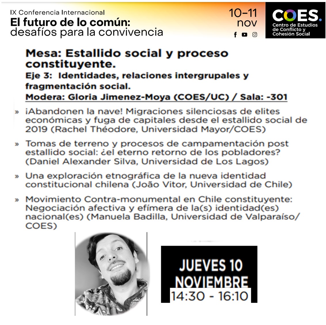 IX Conferencia internacional El futuro de lo común | 10 noviembre | 14h30 - 16h10 | Participa doctorando Daniel Silva