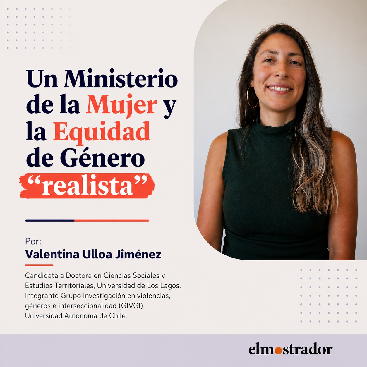 Un Ministerio de la Mujer y la Equidad de Género “realista”