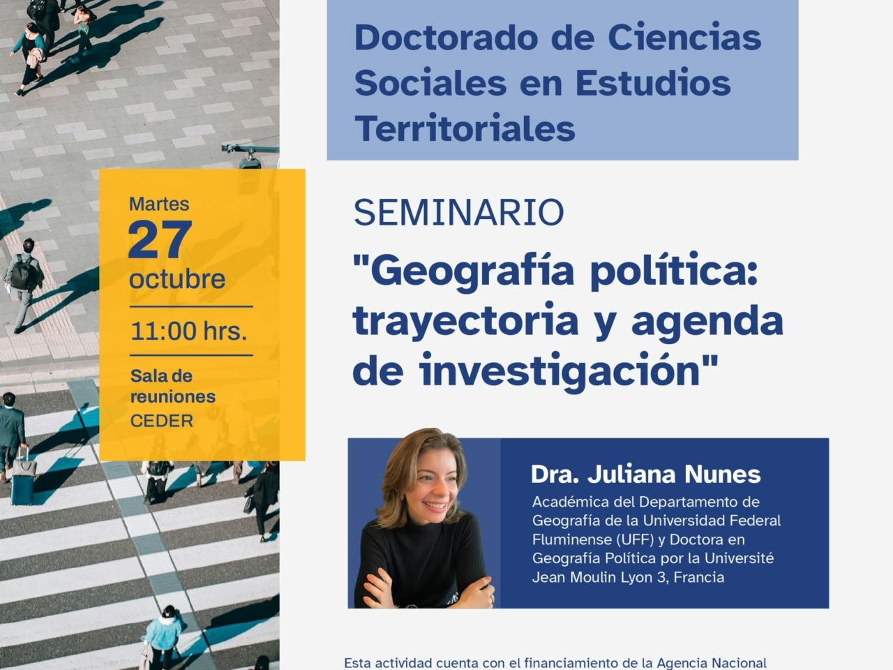 Doctorado de Ciencias Sociales invita a seminario sobre geografía política con la Dra. Juliana Nunes